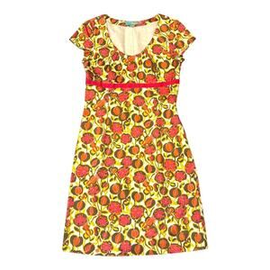 Boden Floral Multi Color Green Brown Pink Orange Dress 6